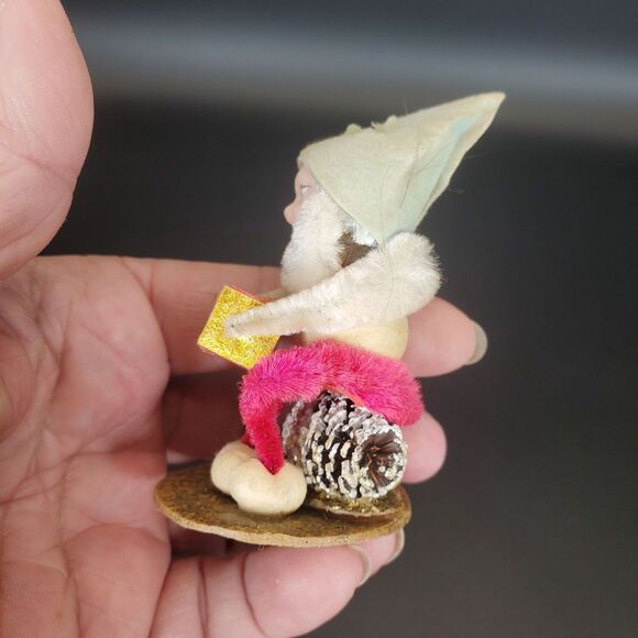 Vintage Pinecone Elf Accordion Player 1950s Christmas Ornament - Picture 2 of 6